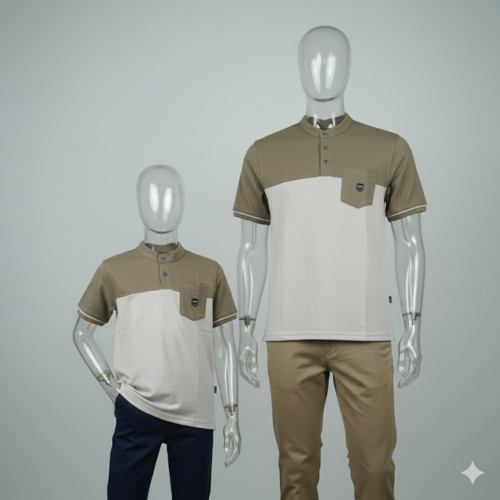 Kaos Kerah Shanghai Couple Ayah Anak Premium Katun CVC Adem Serap Keringat Nyaman