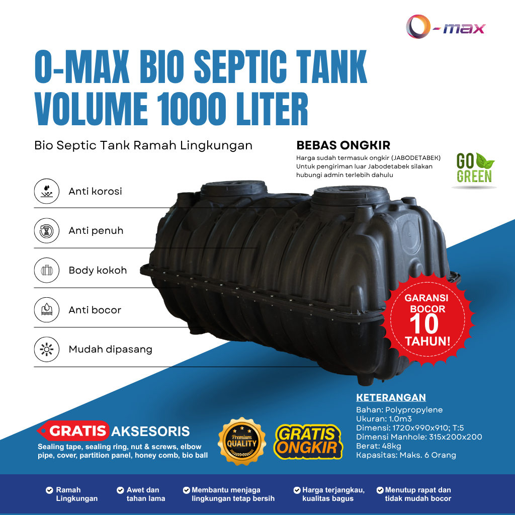 Septic Tank Bio, Septic Tank Omax, Septic Tank 1000 Liter, Septic Tank Ramah Lingkungan, Septic Tank