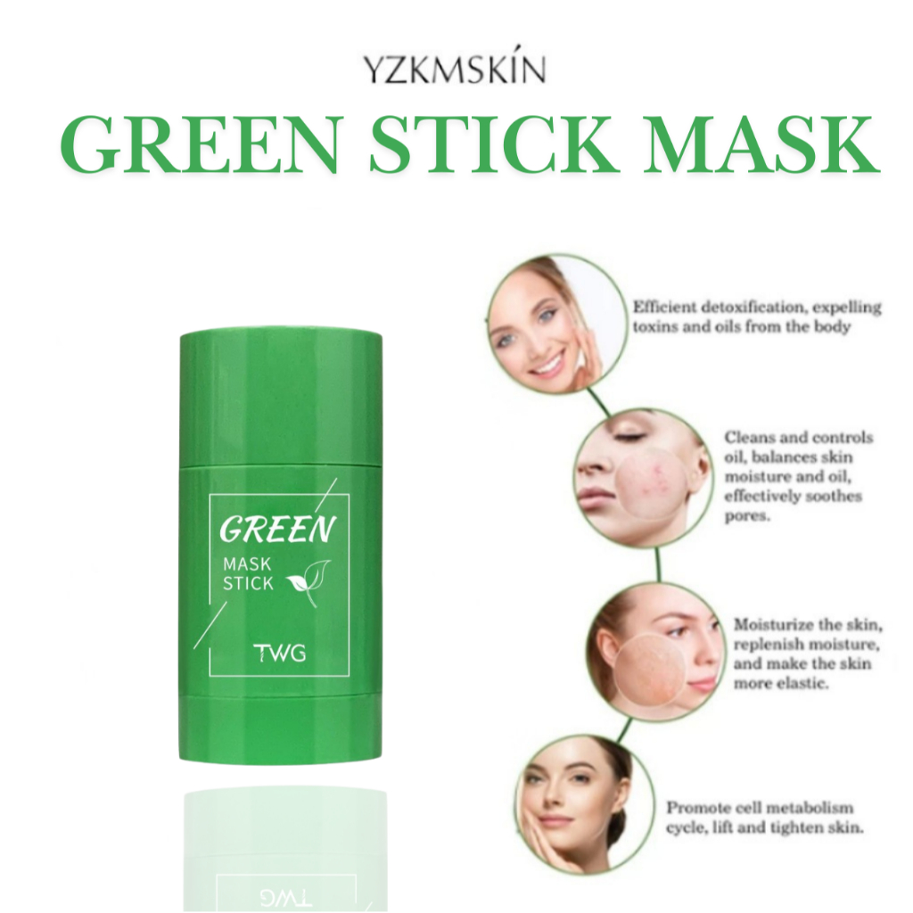 YZKMSKIN - Green Stick Masker Untuk Mengatasi Jerawat Dan Bruntusan 40GR / Greentea Mask Stick Meidi