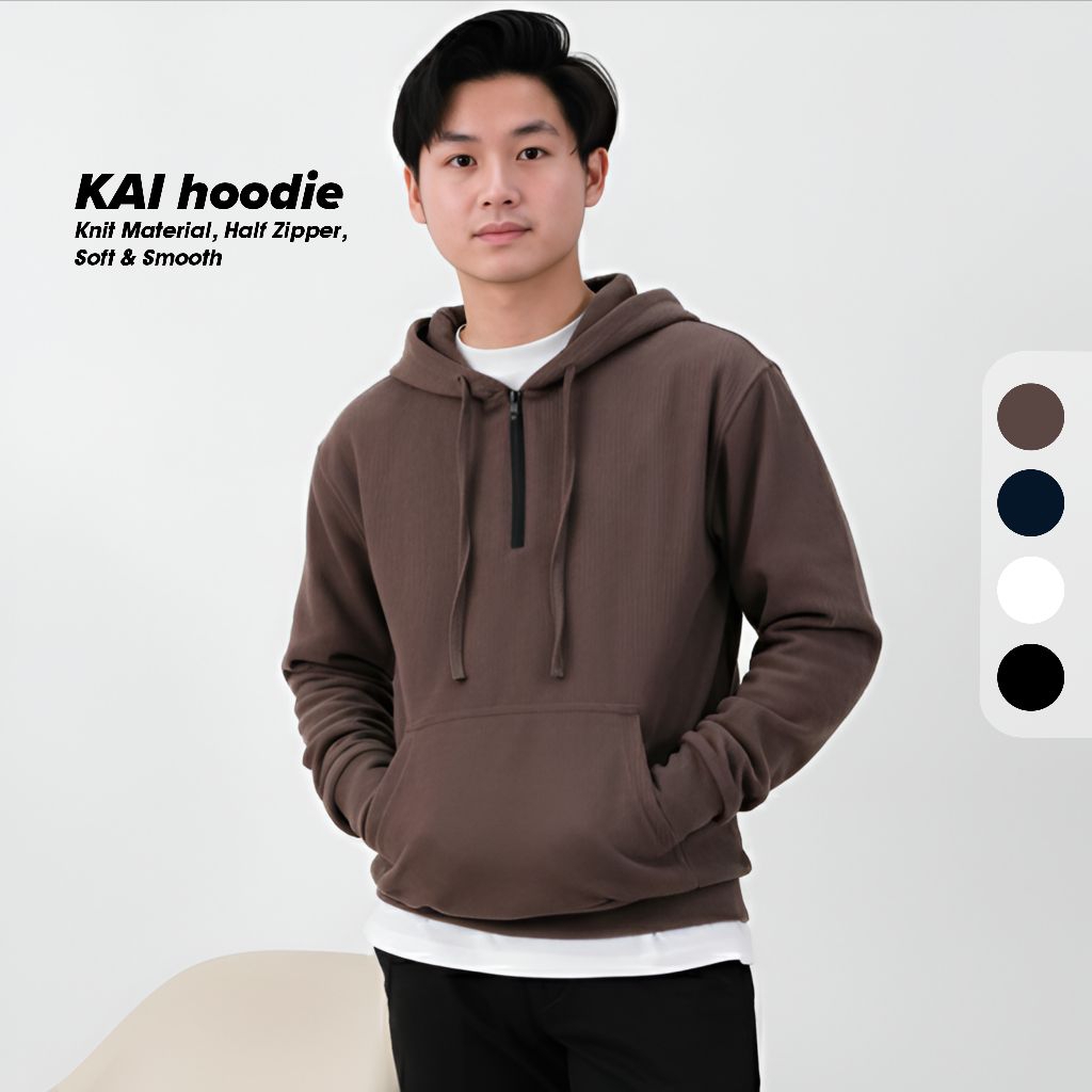 SVN CLUB - Hoodie Jacket Halfzip Knit KAI Sanvanina | Jaket Hoodie Pria Rajut | Outer Pria Sweater