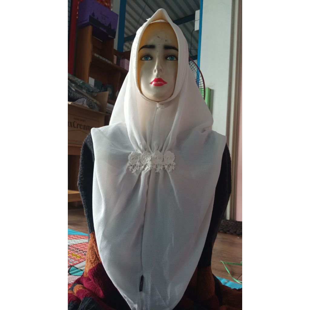 Khimar/Jibab syar'i Ceruti Warna Putih