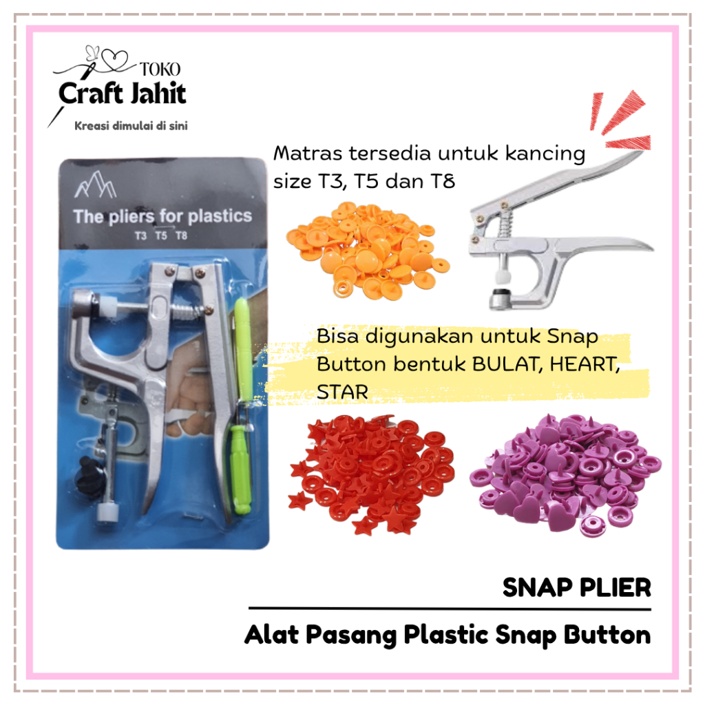 Snap Plier Alat Pasang Kancing Snap Plastik / Tang Kancing Snap Button