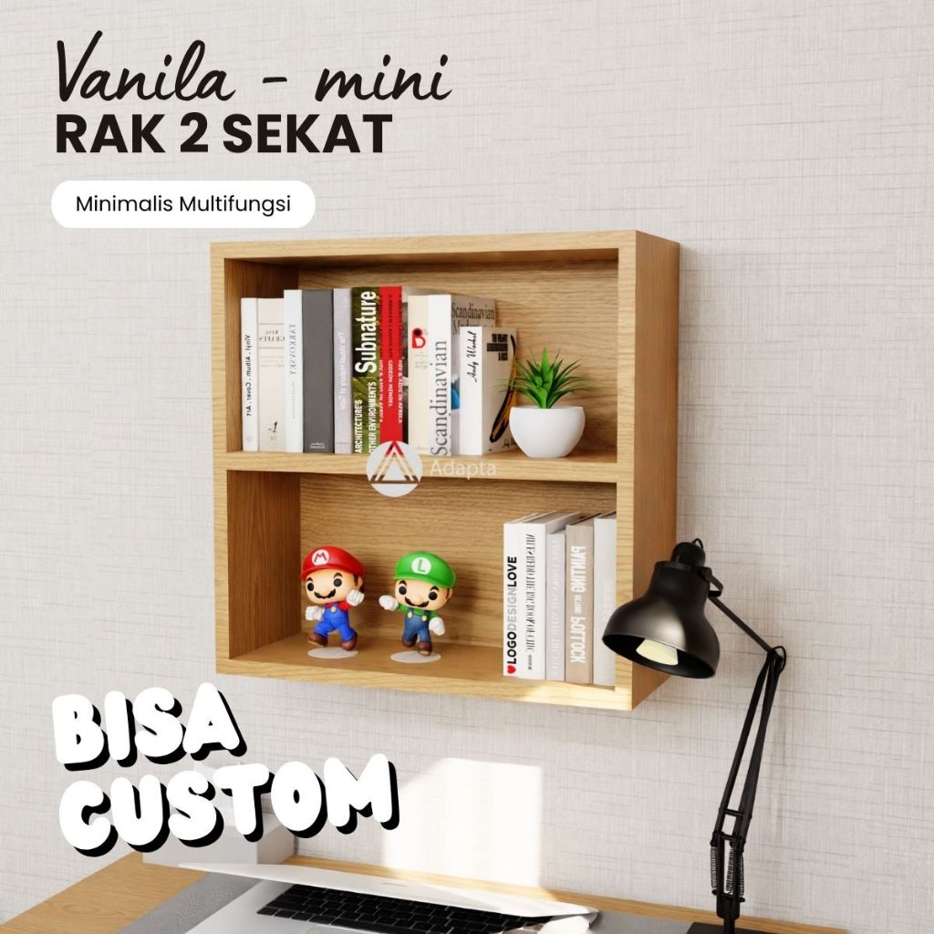 Adapta - Rak 2 Tingkat Kayu- Rak Tas Aesthetic- Rak Kayu Dinding Tempel- Rak Susun Kayu-AL- VANILA 3