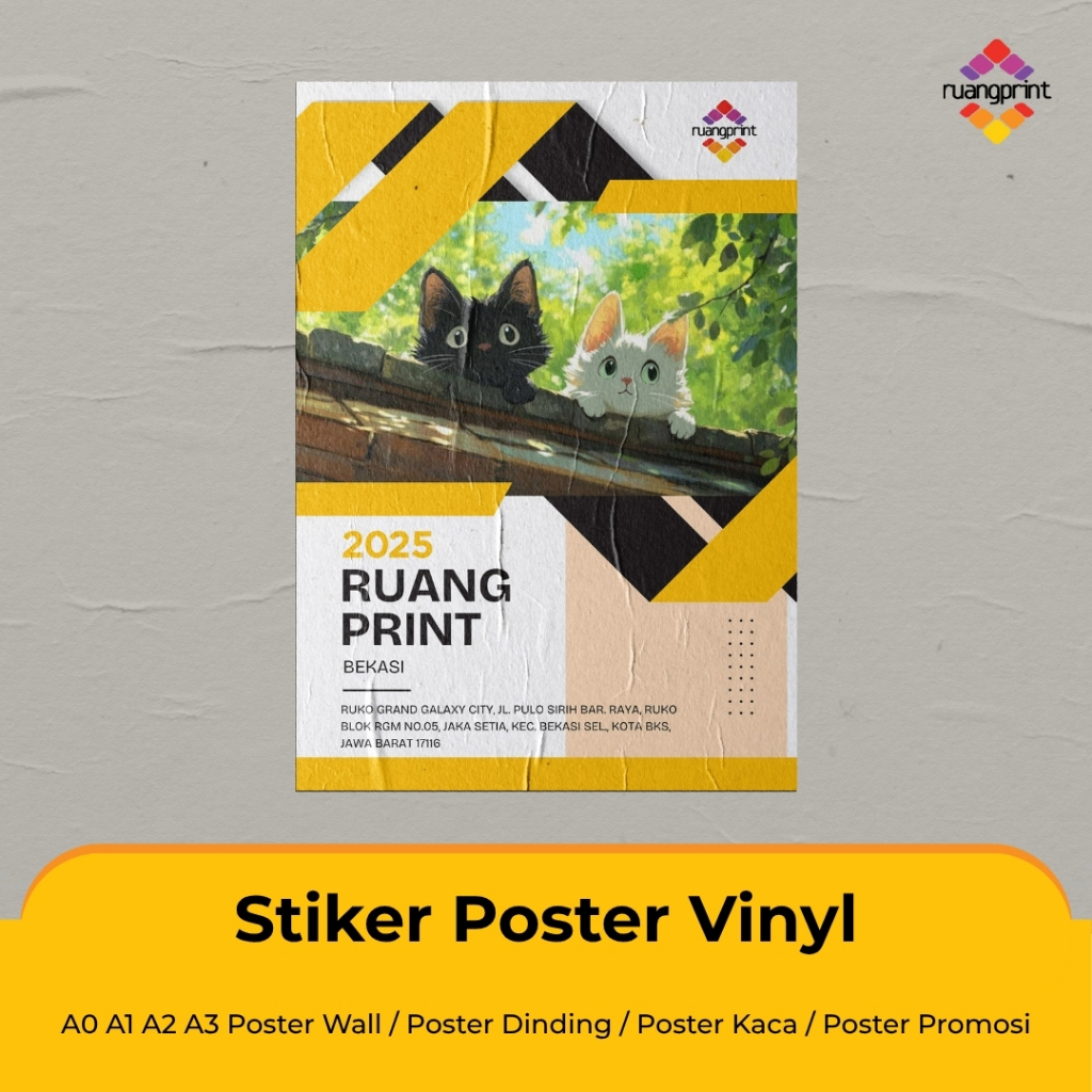 Stiker Poster Vinyl A0 A1 A2 A3 Poster Wall / Poster Dinding / Poster Kaca / Poster Promosi  (proses