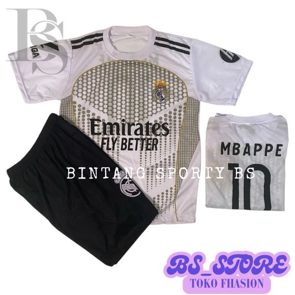Setelan Baju Bola Anak Real Madrid Mbappe Untuk Usia 6 Bulan - 15 Tahun Kaos SepakBola Uniseks Cowok