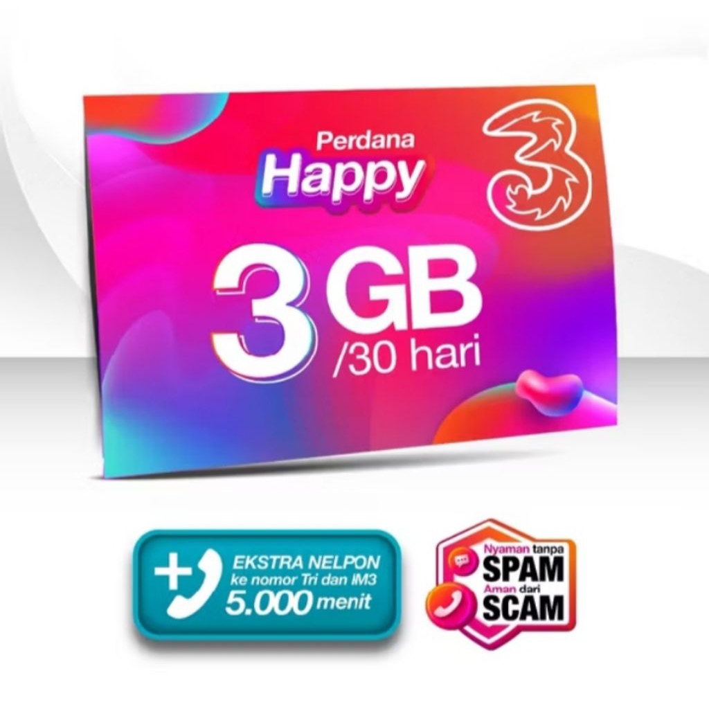 MURAH - Kartu perdana tri kuota 3gb SEGEL