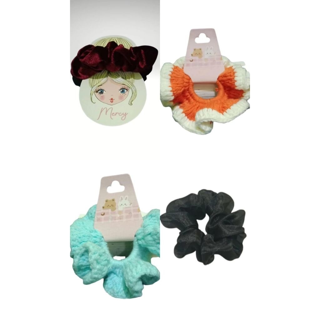 Scrunchie Kain Bludru Ikat Rambur Cepol