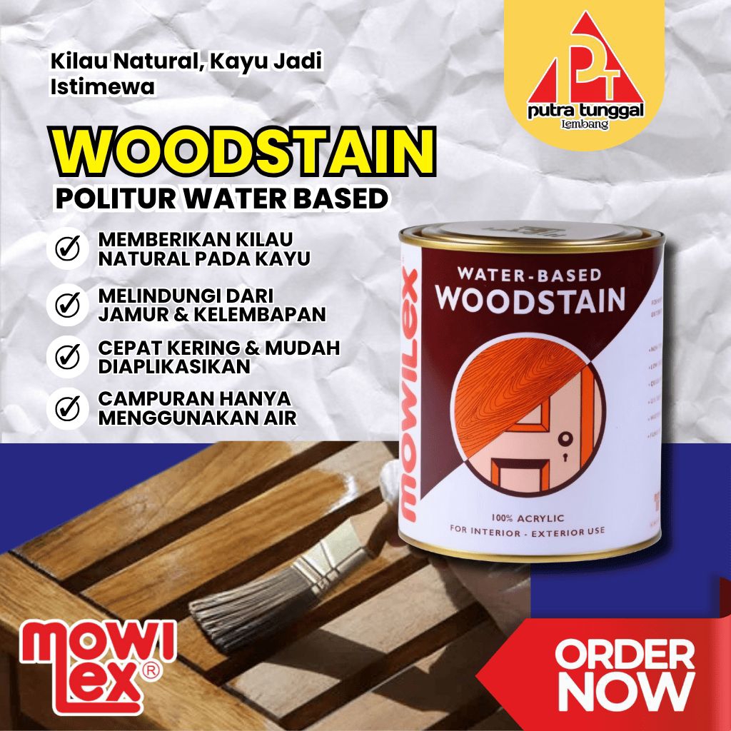 Politur Cat Kayu Waterbased Mowilex Woodstain