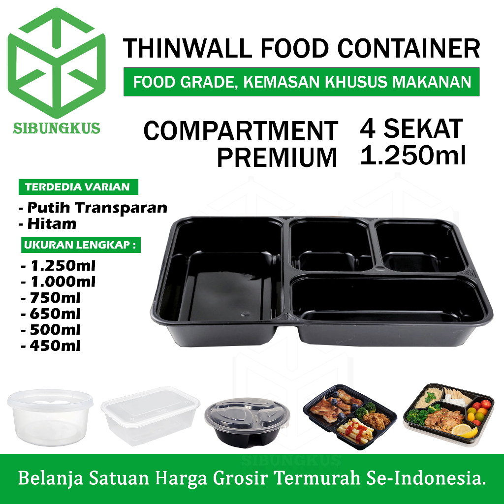 Thinwall Kotak Makan Plastik Rectangle Square Toples Microwave Safe Catering 1250ml 450ml 500ml 650m