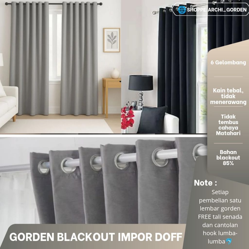 GORDEN BLACKOUT IMPOR PREMIUM BERKUALITAS TEBAL / GORDEN BLACKOUT POLOS  / GORDEN BLACKOUT PREMIUM