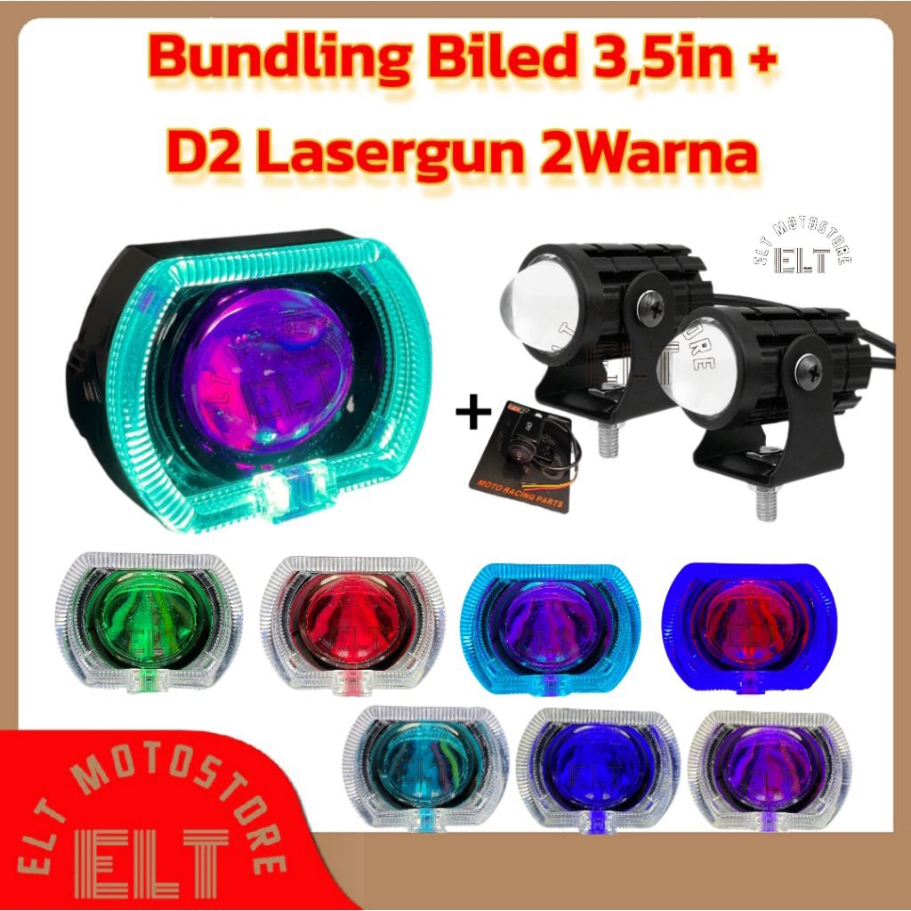 Paket Biled 3,5 Inch & D2 Laser Lampu Tembak Projie Biled Cut Off 3.5 inch Biled 3 inch Paket Biled 