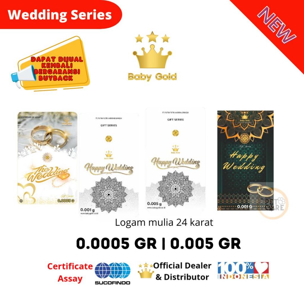 BABY GOLD  & RICH GOLD WEDDING 0.0005/ 0.005 GRAM LOGAM MULIA EMAS MINI