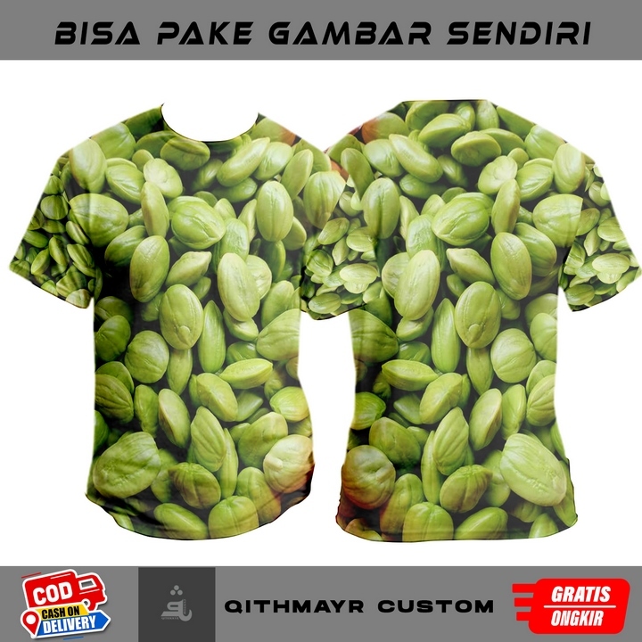 kaos pria baju pete / sayuran petai Fullprinting 3D terbaru & termurah