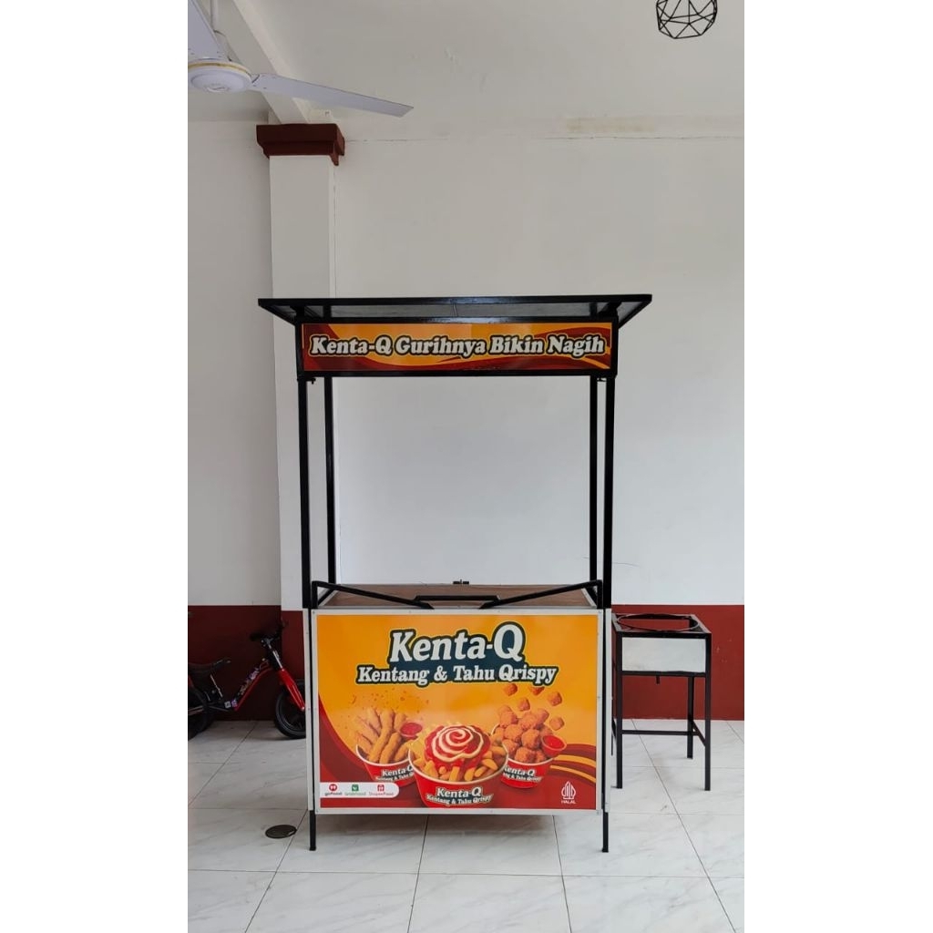 Booth portable/bongkar pasang besi 150cm + atap + pintu + kompor