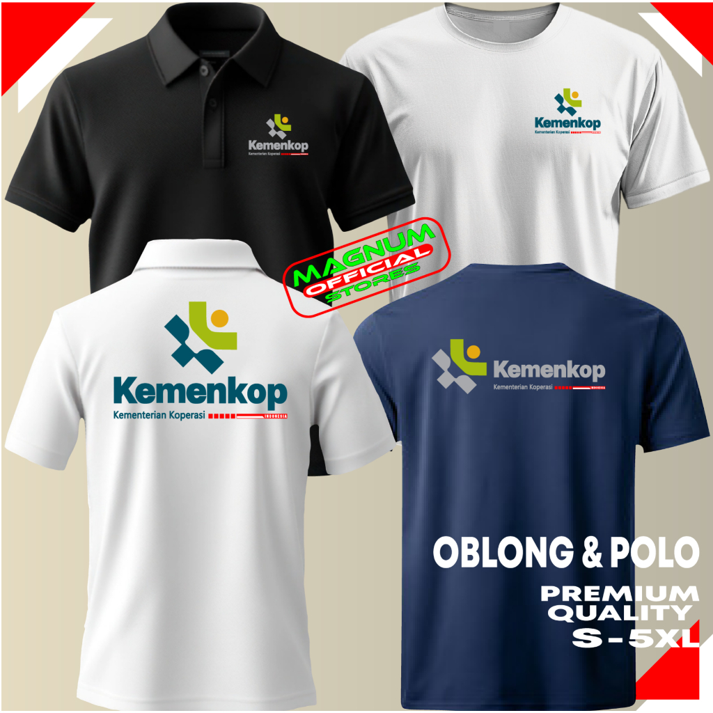 Kaos Polo Kemenkop Kementerian Koperasi Merah Putih Baju Kerah dan Oblong Tshirt Pendek S - 5XL New