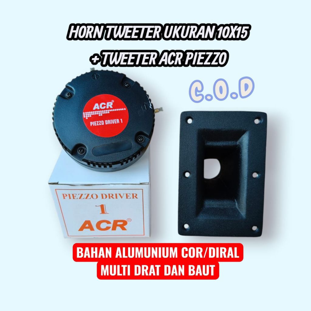 Horn tweeter ukuran 10x15 satu set + driver acr piezzo bahan alumunium cor diral