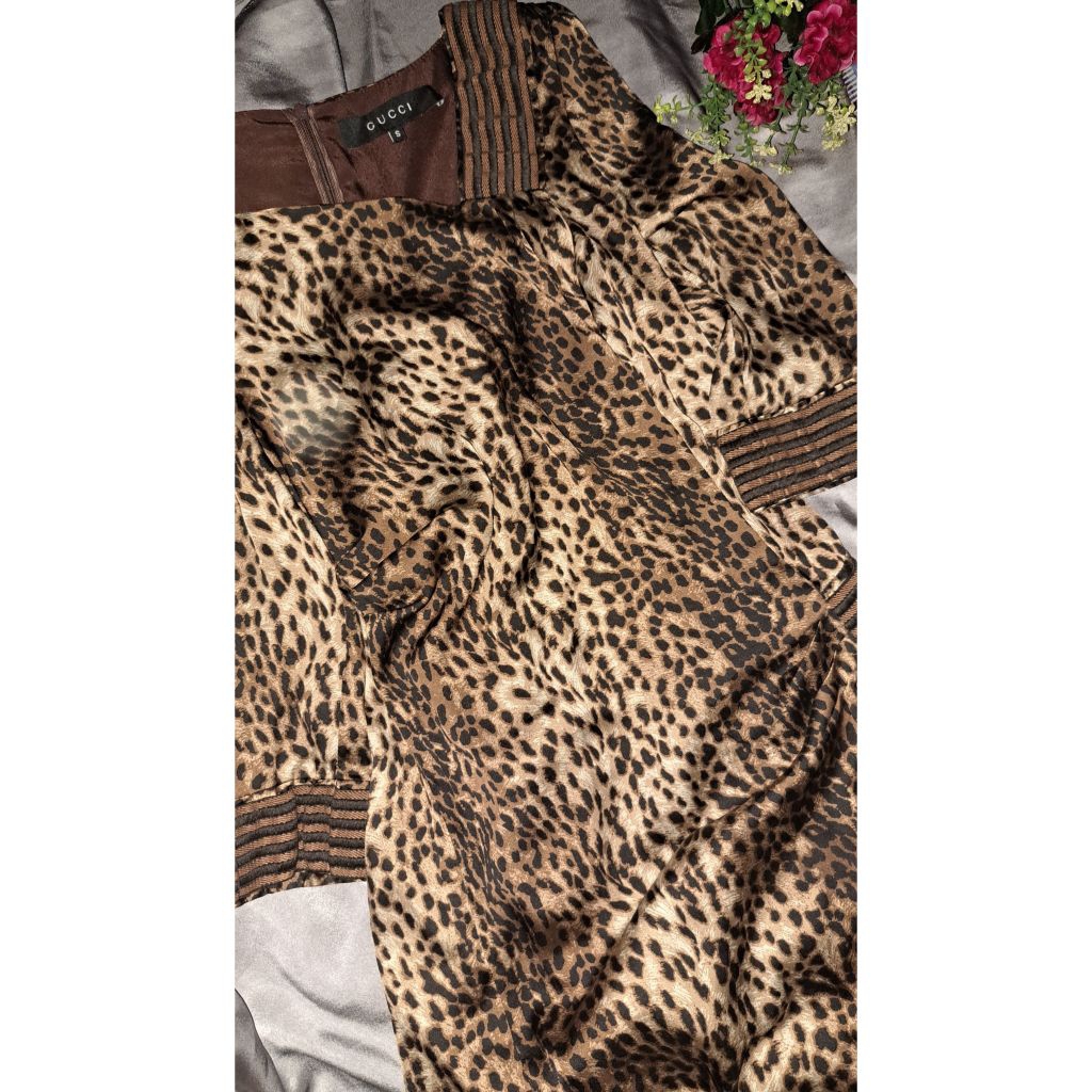 Preloved GUCCI Leopard Print Midi Dress (WAJIB BACA DESKRIPSI)
