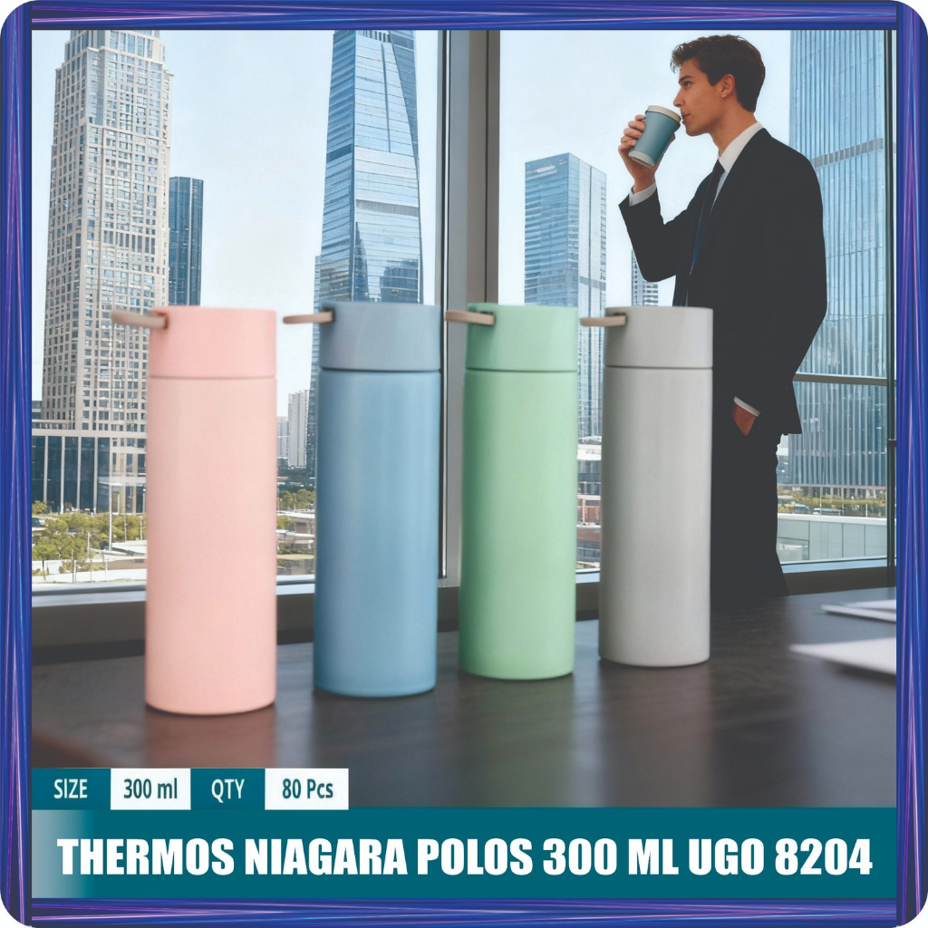 THERMOS NIAGARA POLOS 300 ML UGO 8204 / Termos Kopi / Minuman Panas / Penyimpanan Air Panas