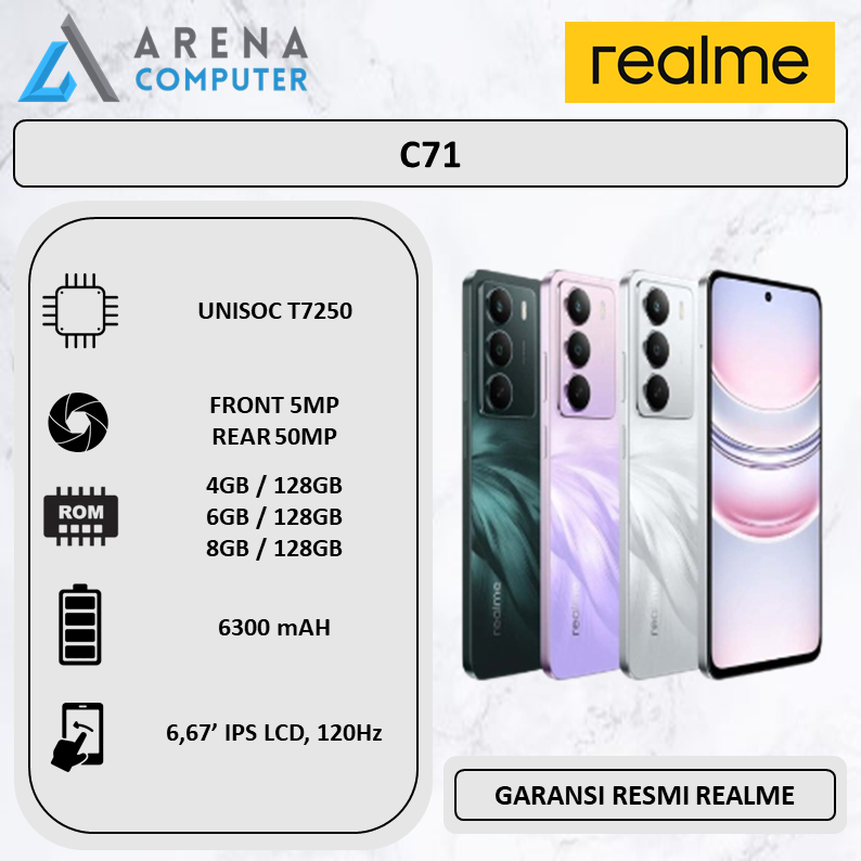 Realme C71 4G 4GB/128GB 6GB/128GB 8GB/128GB - Main Camera 50MP - Garansi Resmi Realme