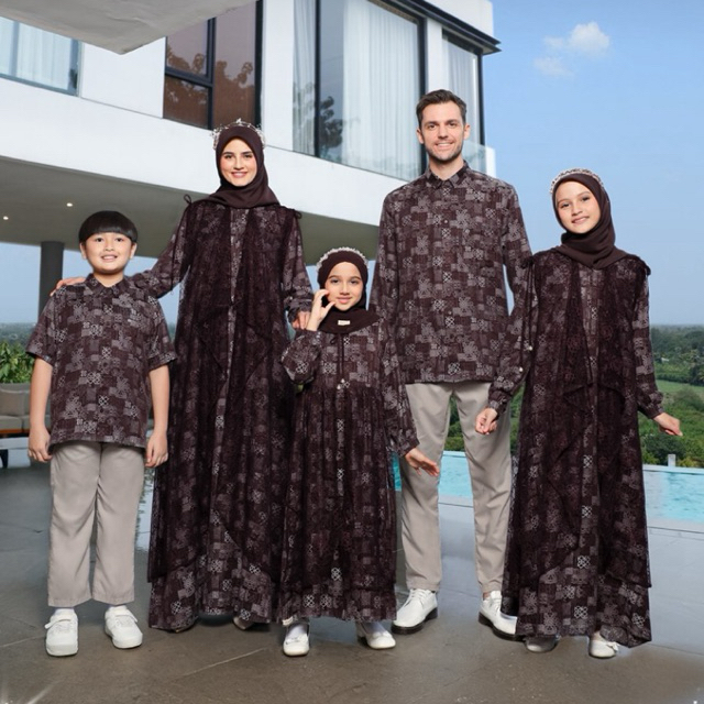 ETHICA ROYAL FORTUNE BURGUNDY Sarimbit Keluarga 2026 Gamis Kagumi 370 Koko Kahfi 388 Kagumi Kids 197