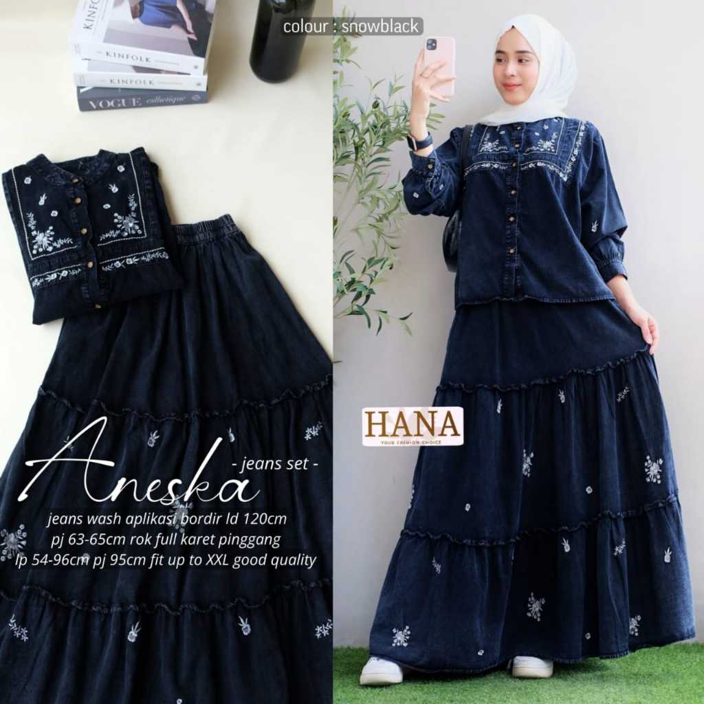 Pakaian Wanita HQ ANESKA JEANS SET From hANA FASHION STORE