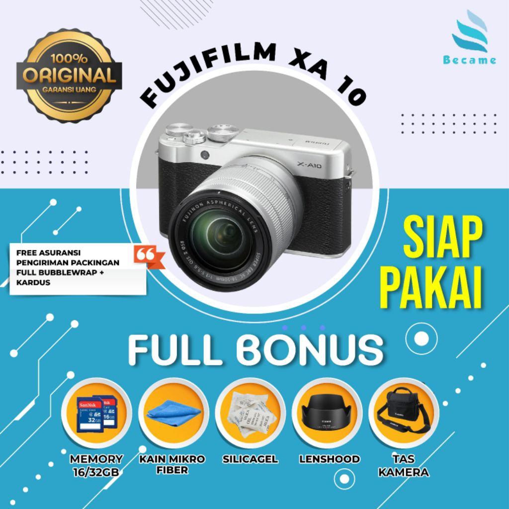 Fujifilm XA 10 WiFi + Lensa Kit Normal + Memory 32gb Banyak Bonusnya