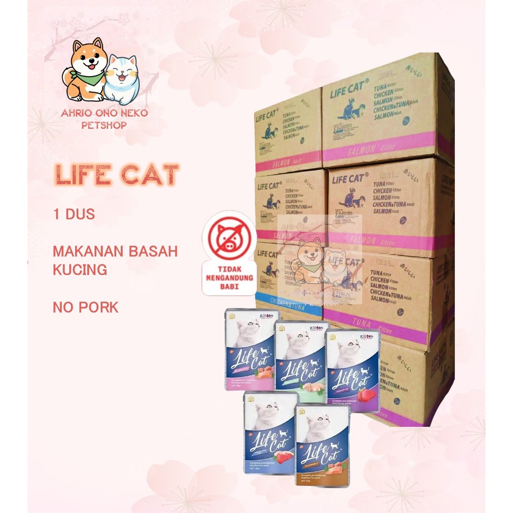 Life cat Pouch Wet Food 1 dus / 24 Sachet Makanan Kucing Basah