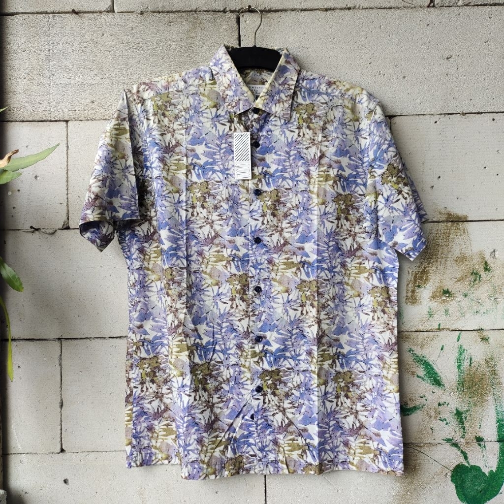 Countess Mara Kemeja Motif Daun Pantai Hawai Vintage