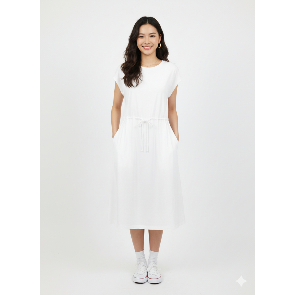 dress t-shirt s.oliver white gaun putih polos branded wanita