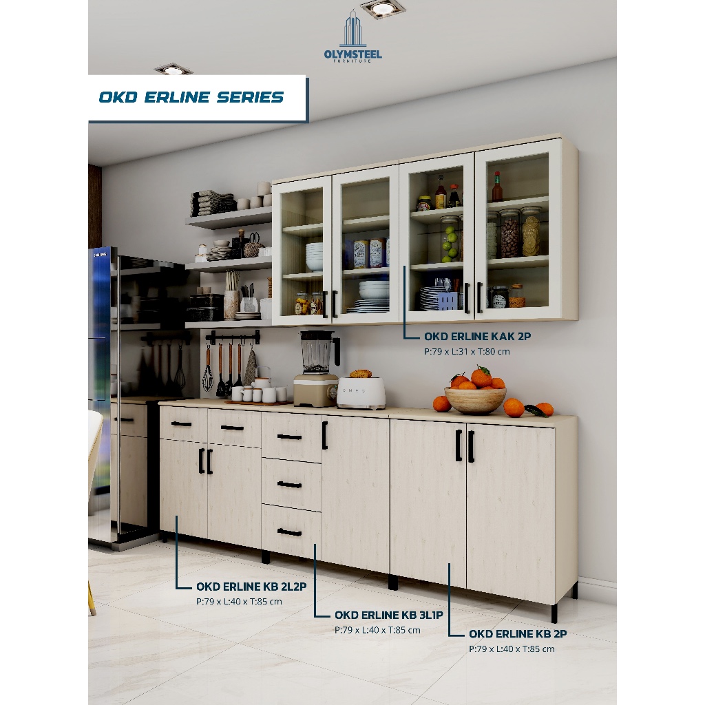 Kitchen Set Besi Atas dan Bawah / Lemari Dapur / Rak Dapur Olymsteel OKD Erline