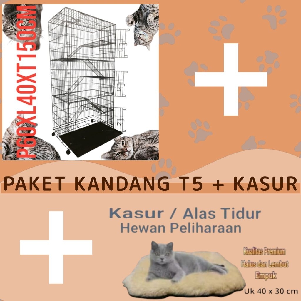 [PROMO BUNDLE] Kandang Hewan Besi Lipat Portable Kucing Anjing Monyet Kelinci Size L 5 Tingkat 3 Pin