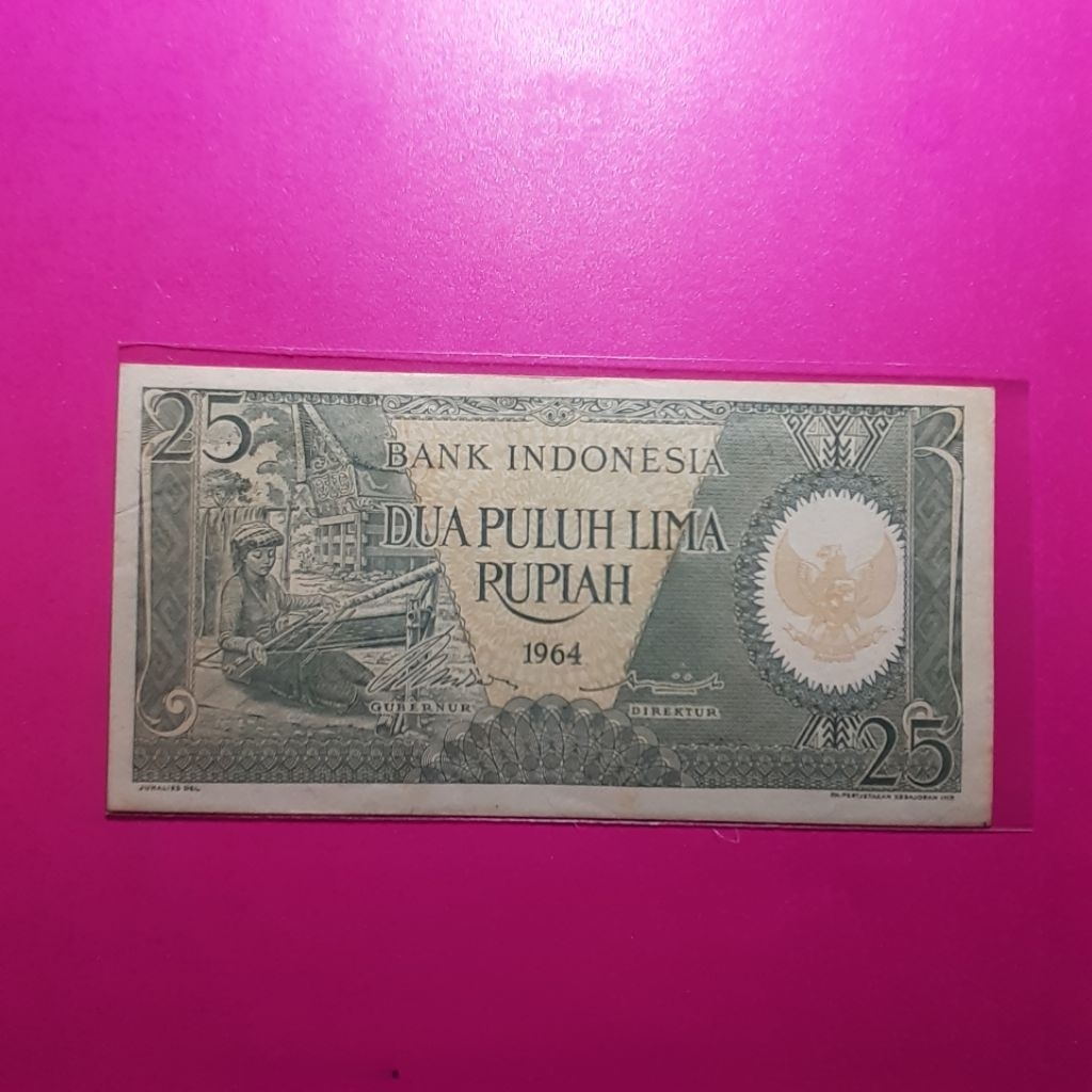 uang kuno 25 rupiah pekerja 1964