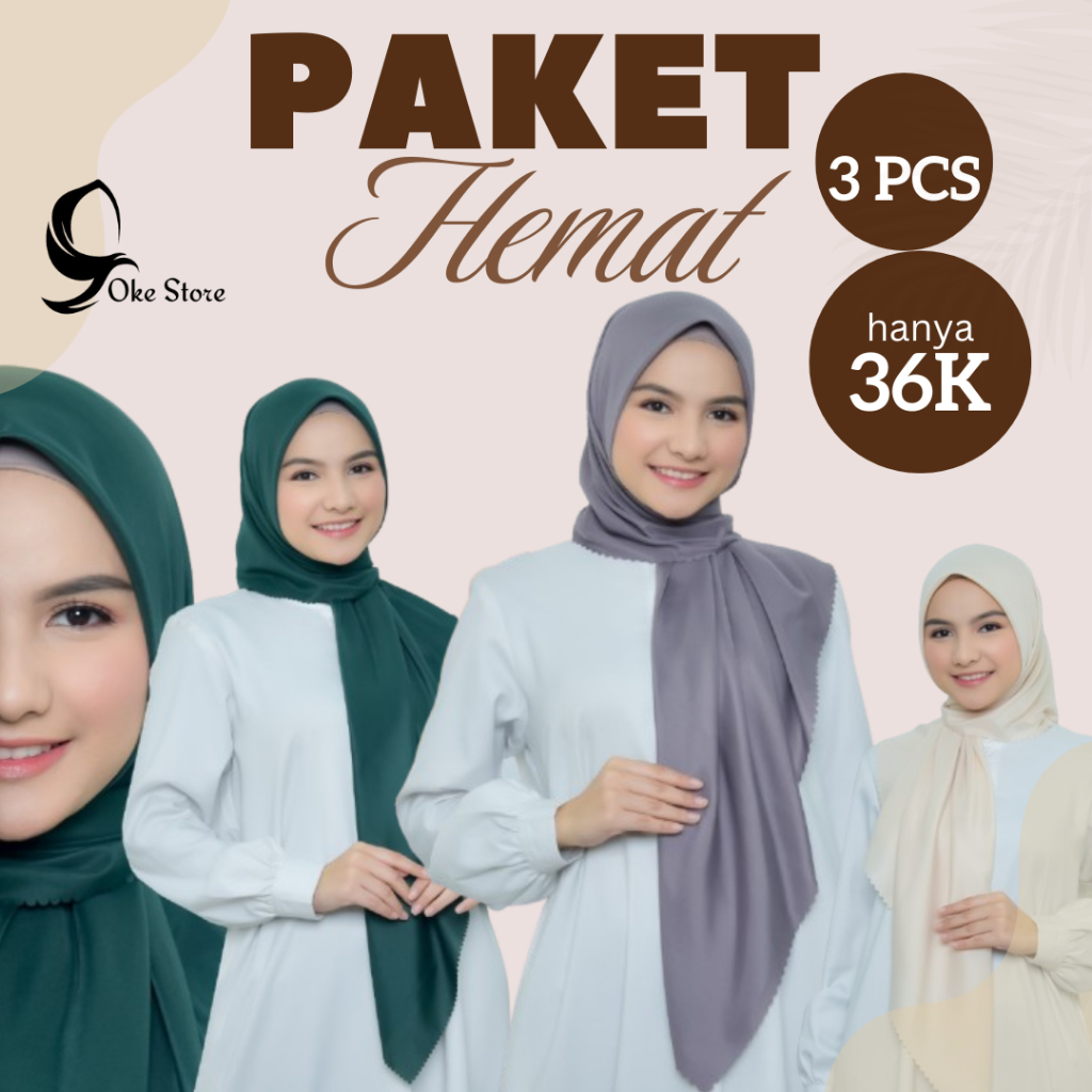ISI 10PCS HIJAB VOAL OSKARA POLOS PREMIUM LC POUCH - PAKET USAHA HIJAB VOAL LC HARGA GROSIR RESELLER