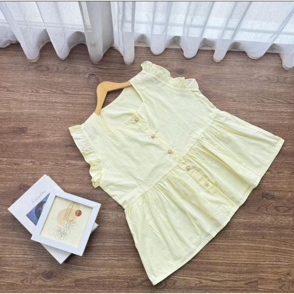 Candy vest ruffle/ vest katun/ vest wanita kancing gold