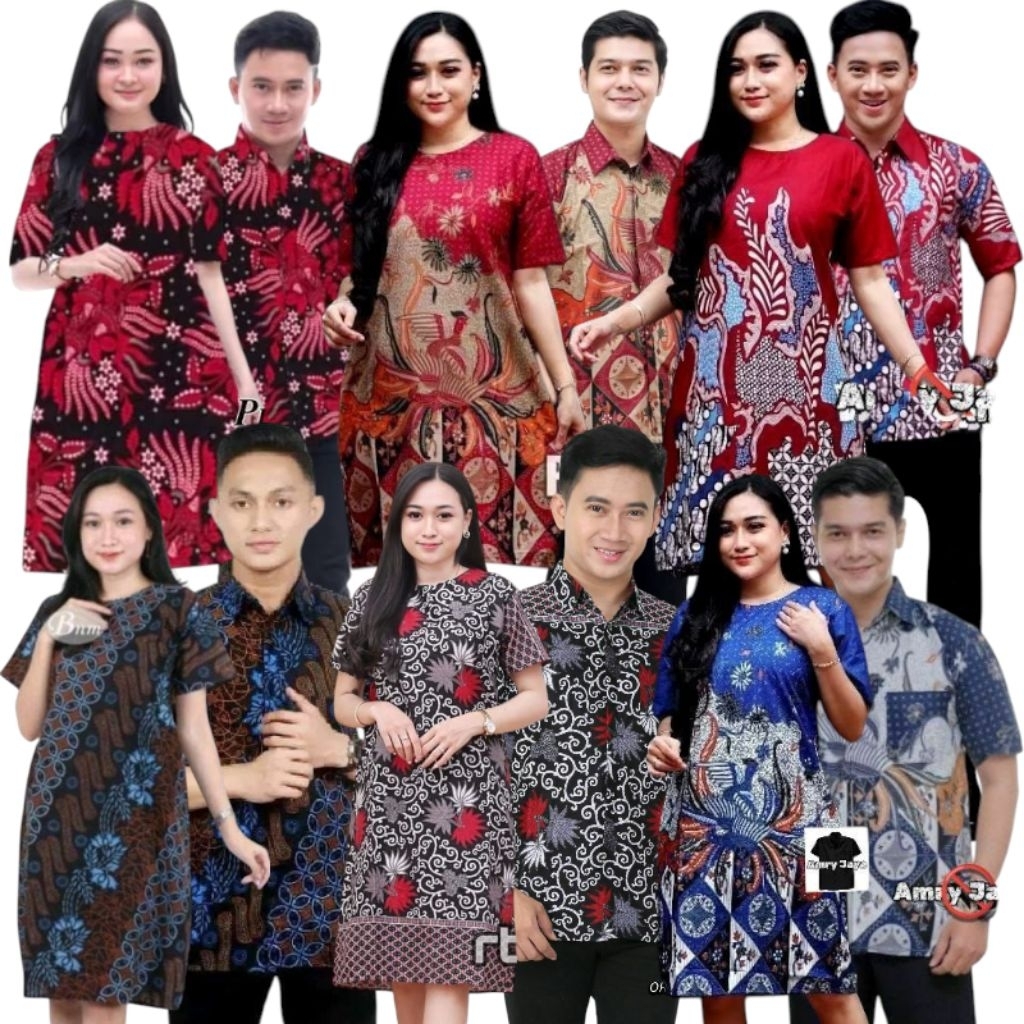 Dress Batik Lengan Pendek Ready Seragam Merah merona family Dress couple batik Natal couple batik dr