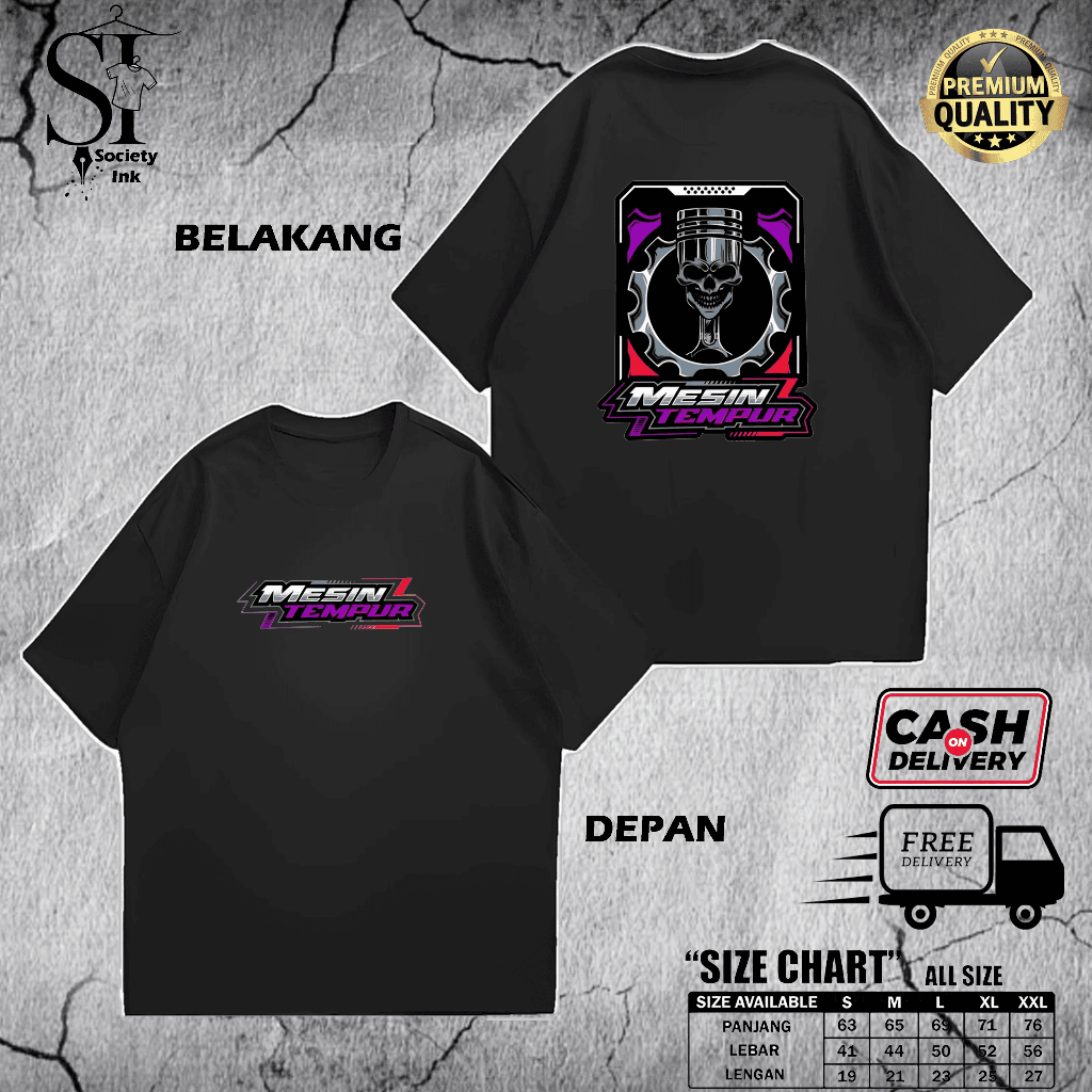 (SOCIETYINK) T-shirt Distro Modern mesin tempur - Kaos Pria Wanita Lengan Pendek Atasan - Ready Ukur