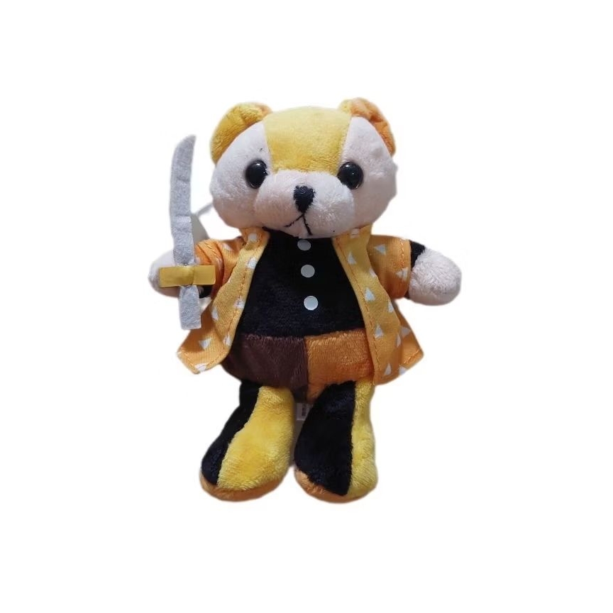 Boneka Ganci Agatsuma Zenitsu Bear Plush Keychain Original Demon Slayer