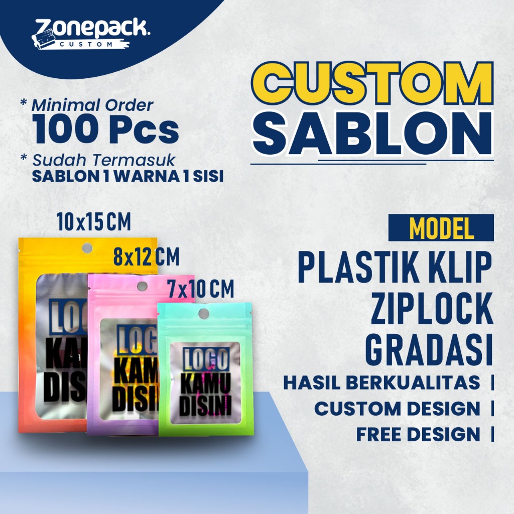 Sablon Plastik Klip Ziplock Gradasi | Sablon Plastik Souvenir Aksesoris | Sablon Plastik Klip Cookie