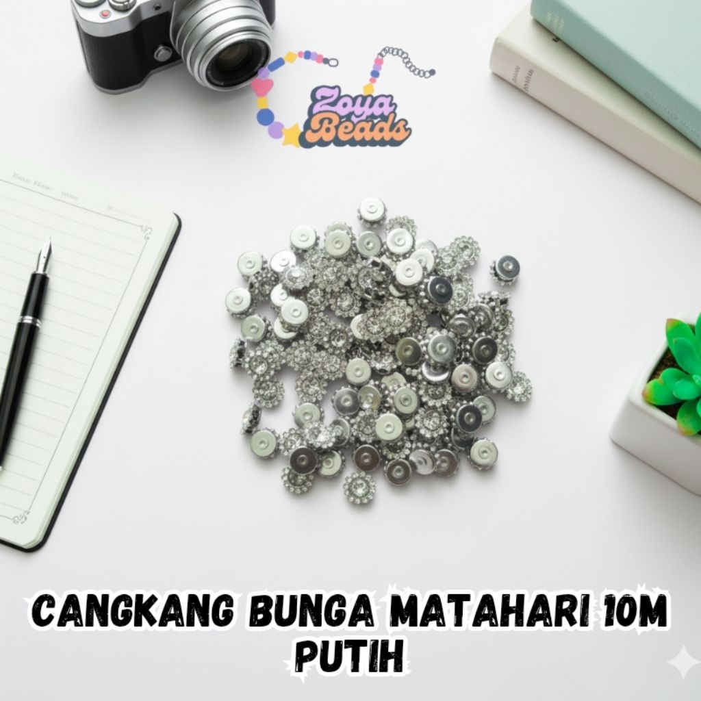 [100 Pcs] Cangkang Bunga Matahari 10M Putih / Diamond Cangkang / Payet Cangkang / Mute Cangkang / Ca