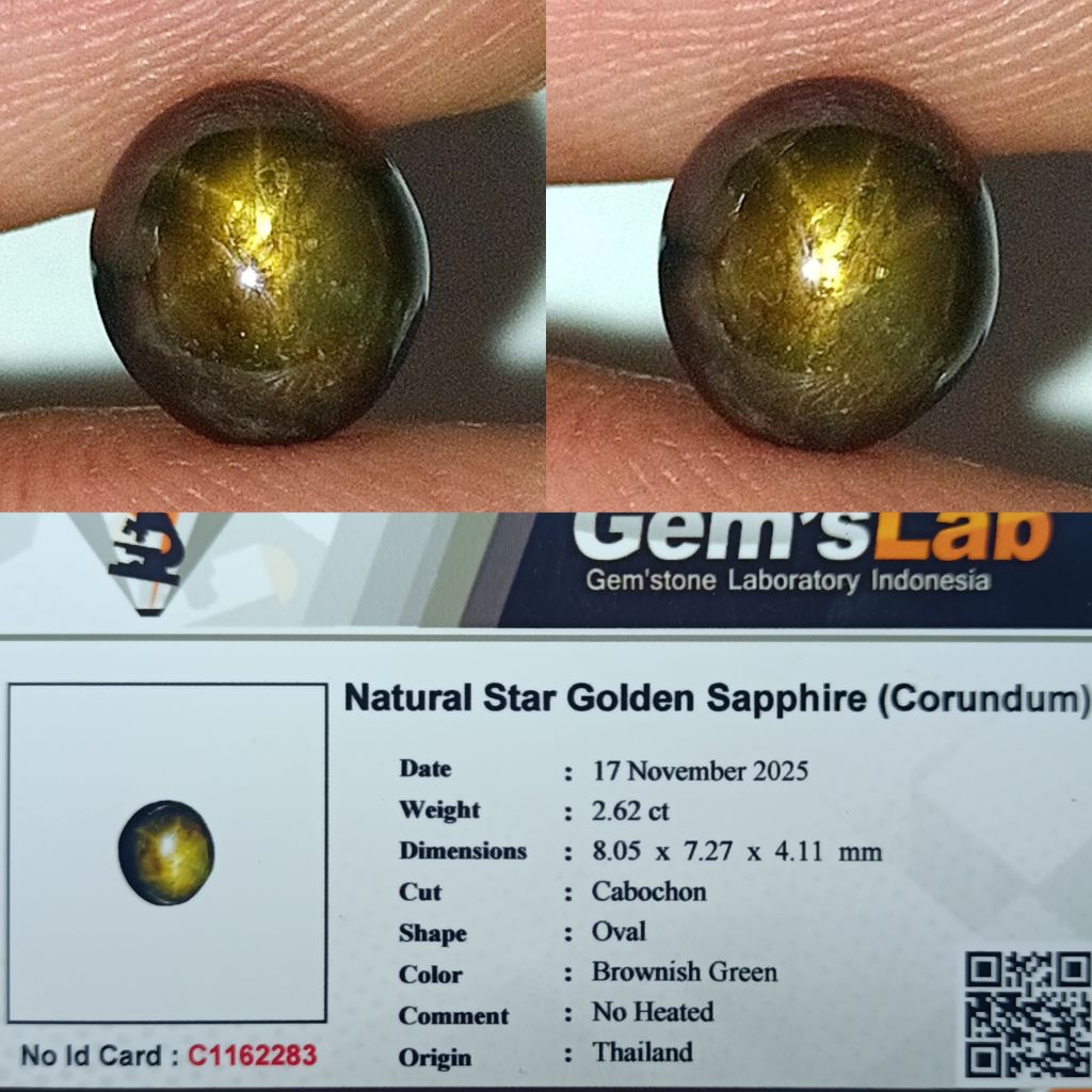 NATURAL STAR GOLDEN SAPPHIRE THAILAND MEMO GLI LAB