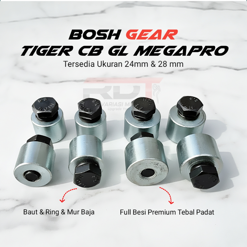 Bosh Gear Tiger CB GL Megapro Besi Premium Tebal Padat Baut Mur Ring Baja