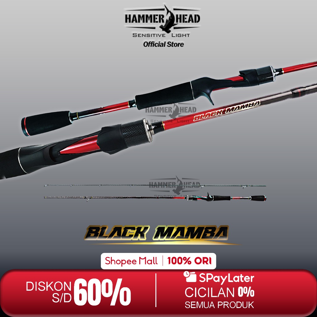 HAMMER HEAD Joran Pancing Baitcasting BLACK MAMBA Pro Series 180cm - 210cm X30 Carbon Blank Construc