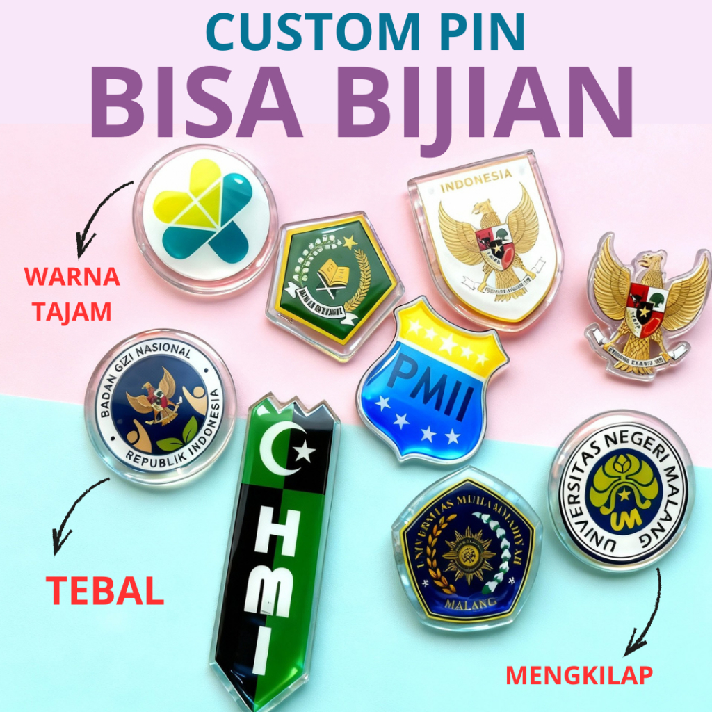 (SATUAN BISA) Pin Bros Magnet Custom | Desain Bebas | Resin Glossy Premium | Souvenir Komunitas / Ev