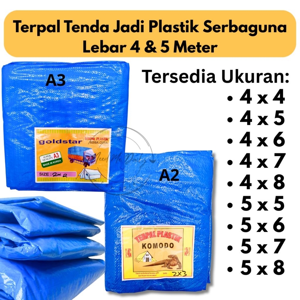 TERPAL TENDA JADI LEBAR 4 & 5 METER TENDA BIRU PLASTIK SERBAGUNA / TERPAL TENDA BIRU / TERPAL TENDA 