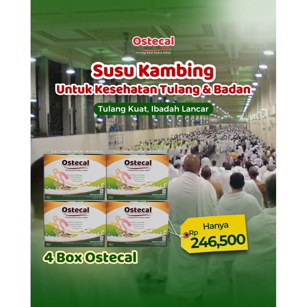 Paket 4 Box Susu Kambing Etawa Ostecal Untuk Sumber Energi Saat Beribadah