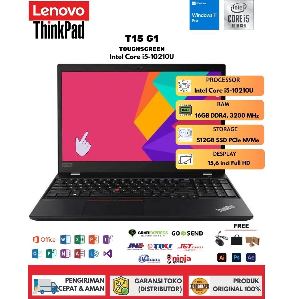 Laptop Lenovo Thinkpad T15 Gen1 Intel Core i5-10210U TOUCHSCREEN 15,6" FHD RAM 32GB/1TB SSD