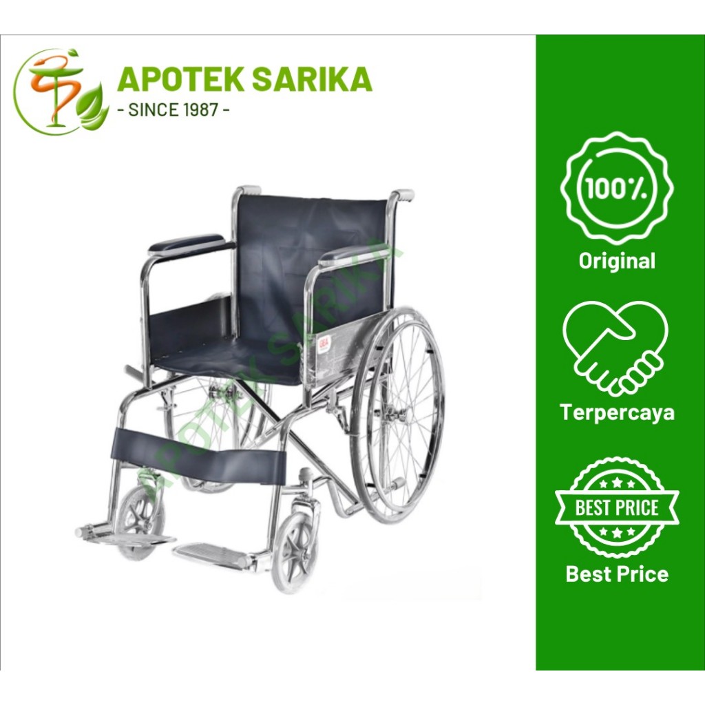 Kursi Roda GEA Standard Chrome Ban Mati Wheelchair Lipat Dewasa Original