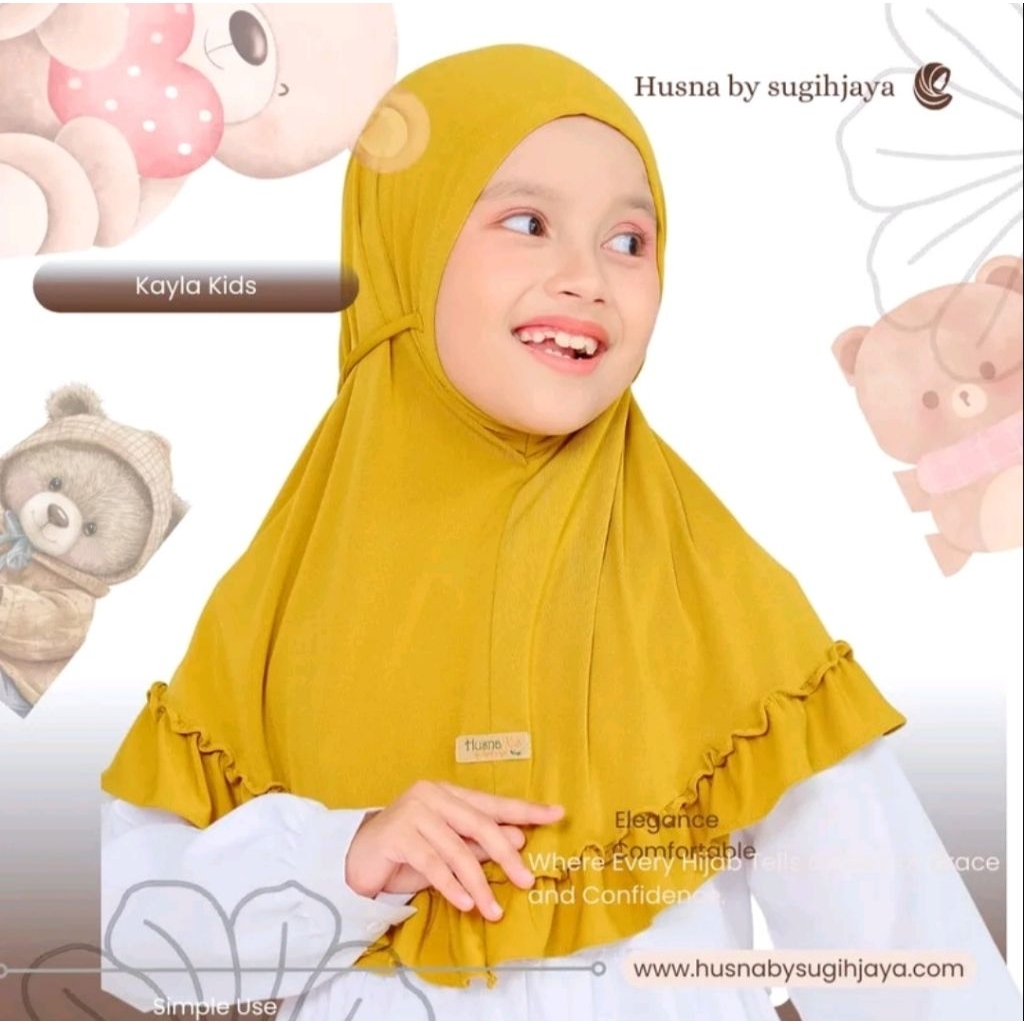 hijab Husna bergo anak Kayla tali non ped