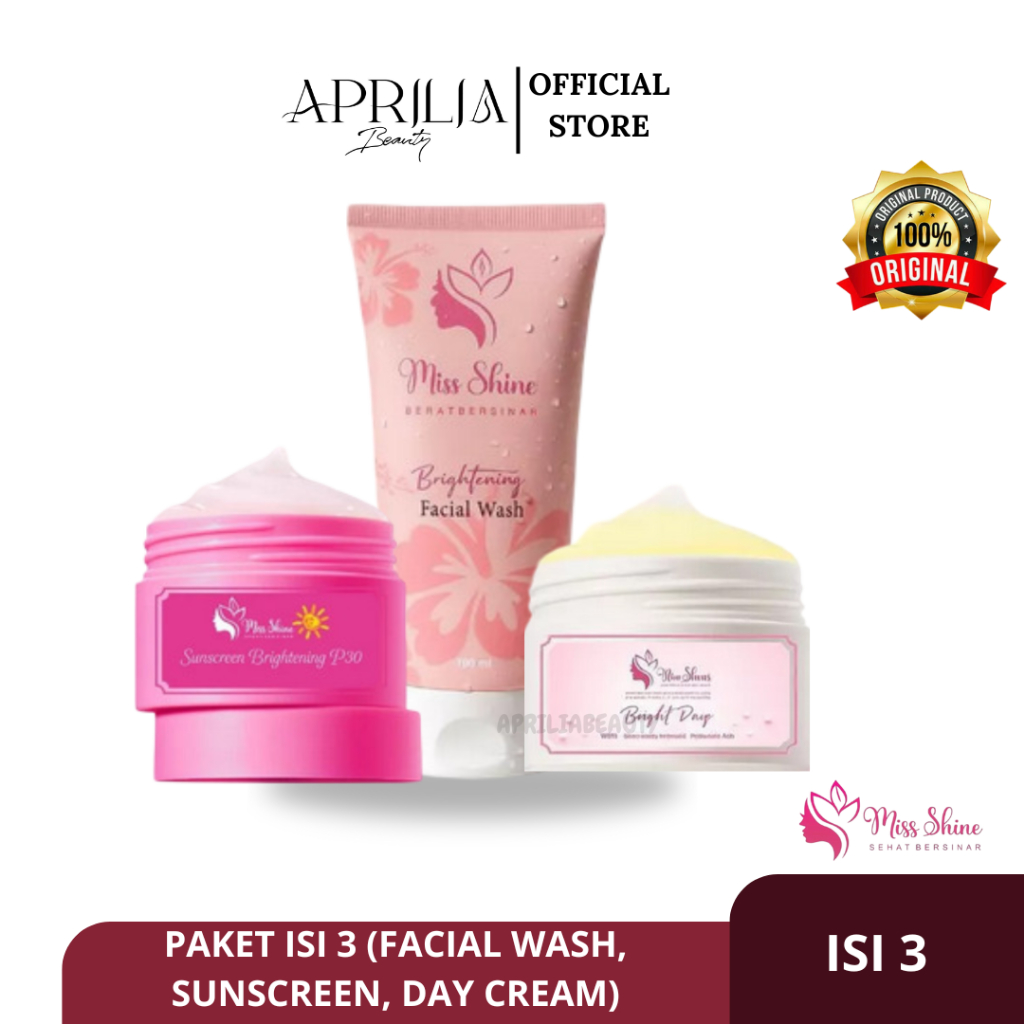 MISS SHINE - PAKET GLOWING ISI 3 MISS SHINE SKINCARE ALA MBAK NUL | SKINCARE PENCERAH KULIT