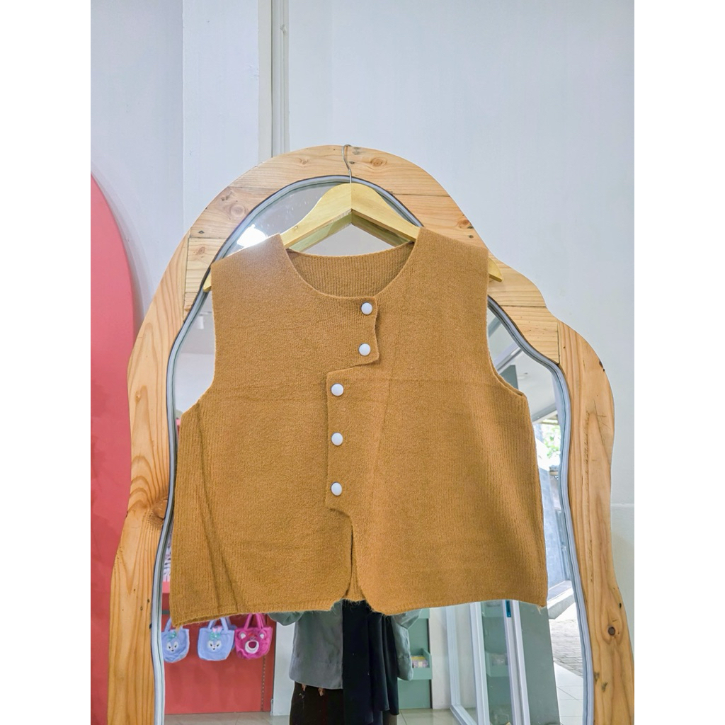 vest wanita kancing jigjag